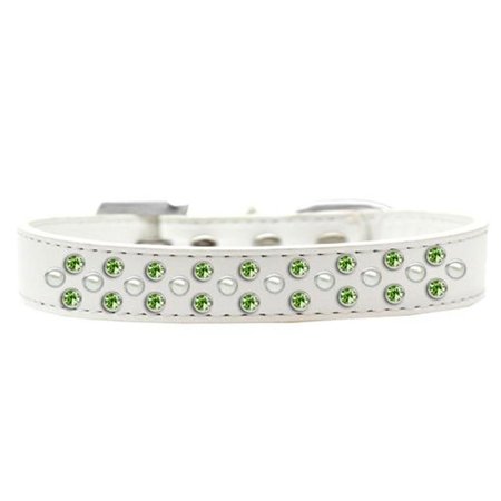 UNCONDITIONAL LOVE Sprinkles Pearl & Lime Green Crystals Dog CollarWhite Size 14 UN812438